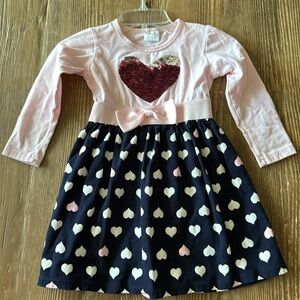 VIKITA Girls Cotton sequin & heart print Long Sleeve Dress 3-4 years